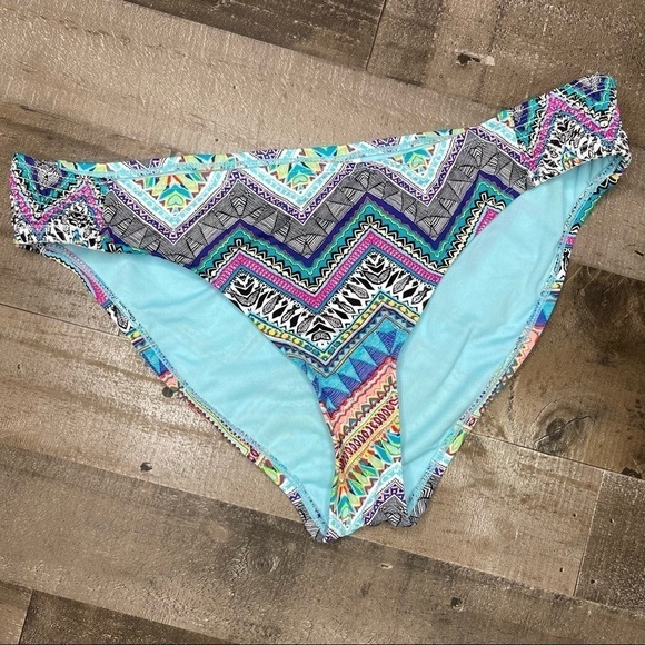 Liz Claiborne Multicolored Modern Triable Print Bikini Bottom size 16 - Picture 8 of 8